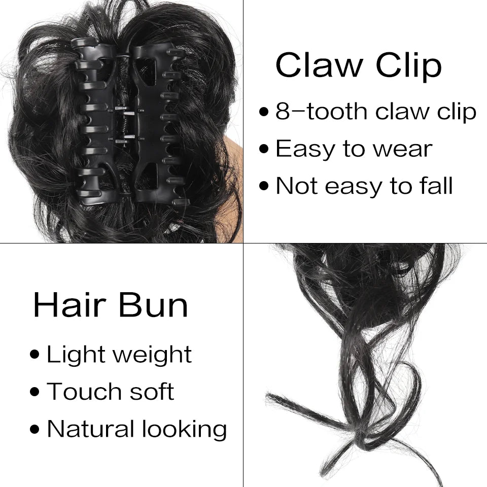 Messy Curly Hair Bun Claw Clip Extension for Instant Voluminous Updo - 2