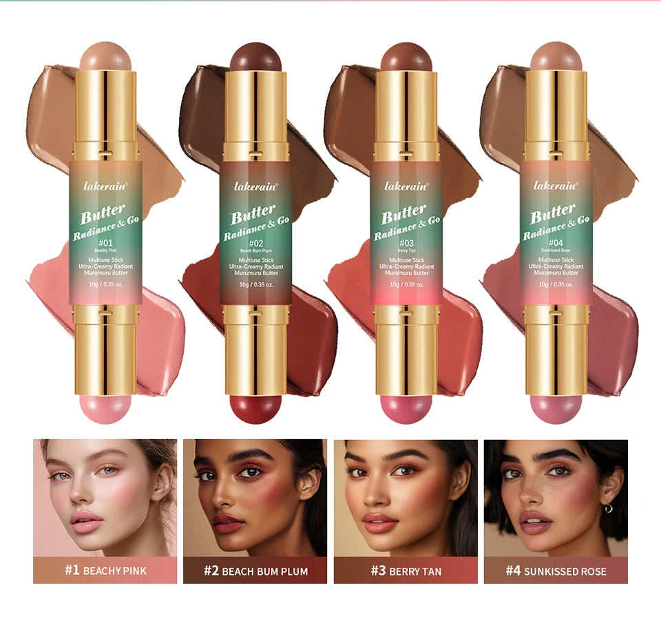 Double-Ended Cream Bronzer and Blush Stick for Face and Lips - 8