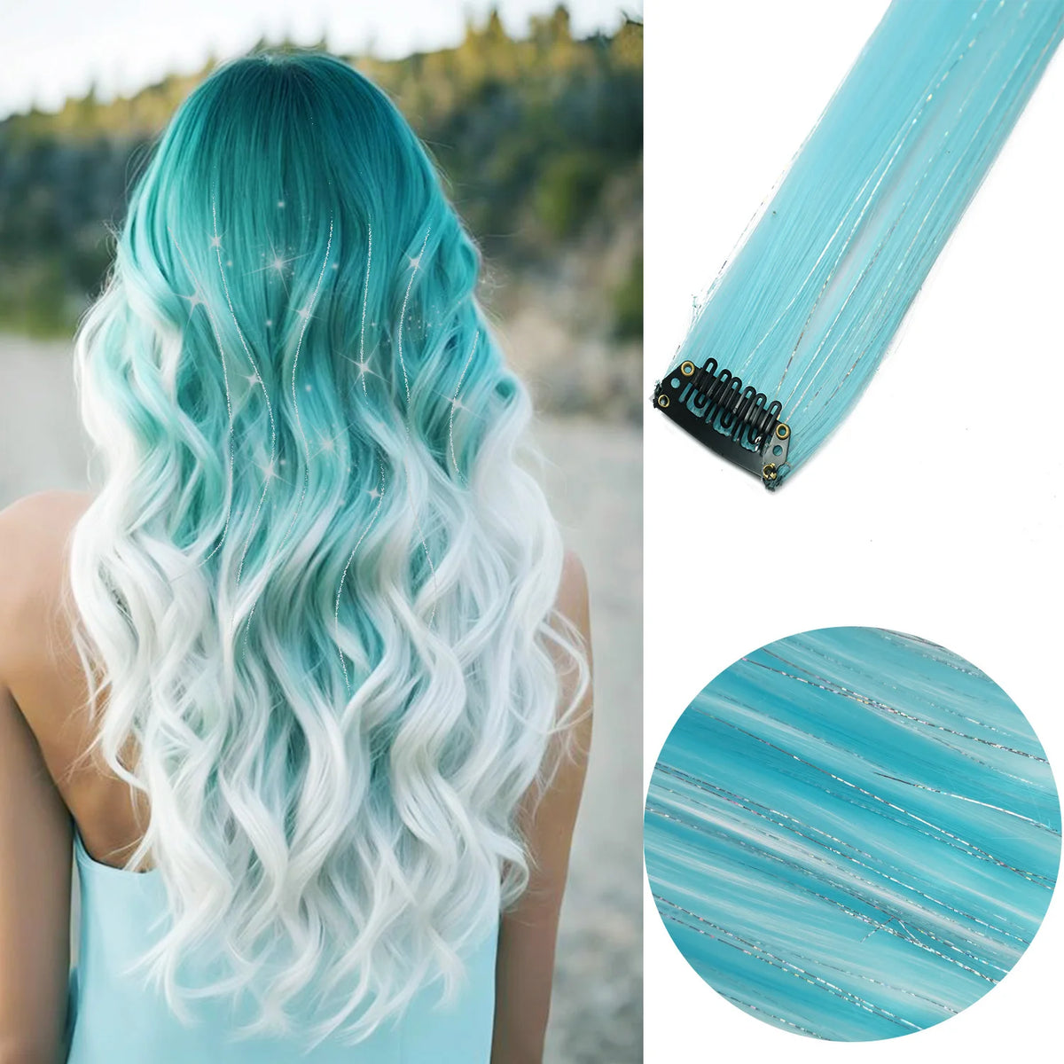 22-Inch Colored Clip-In Hair Extension Highlights