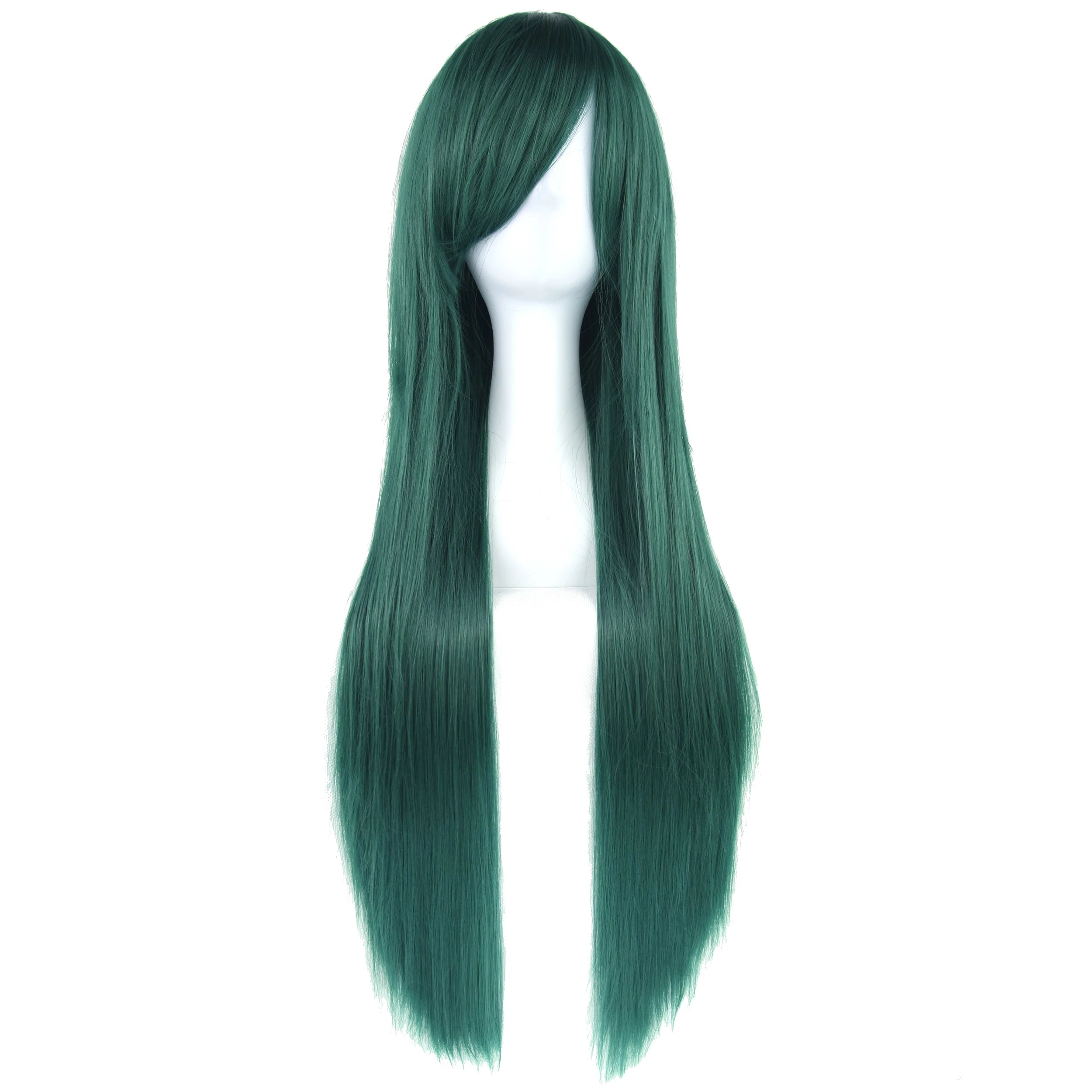 Long Straight Dark Green Cosplay Wig for Anime Halloween Costumes - 3