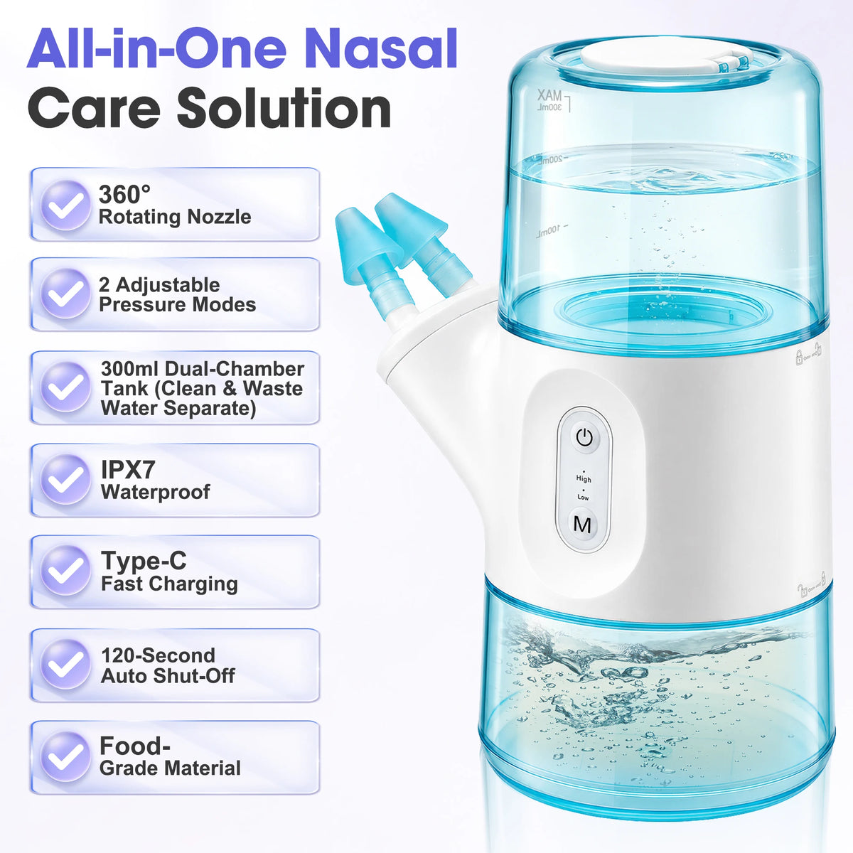 Electric Nasal Irrigator for Sinus Relief and Congestion Cleaning