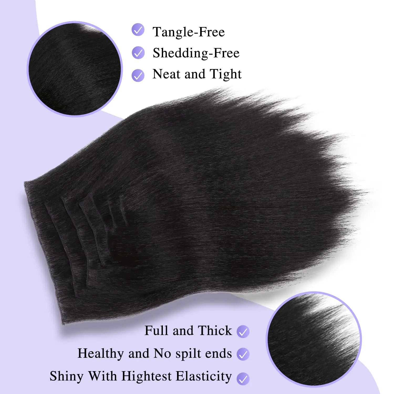 Kinky Straight Clip-In Hair Extensions for Natural Looking Volume - 3