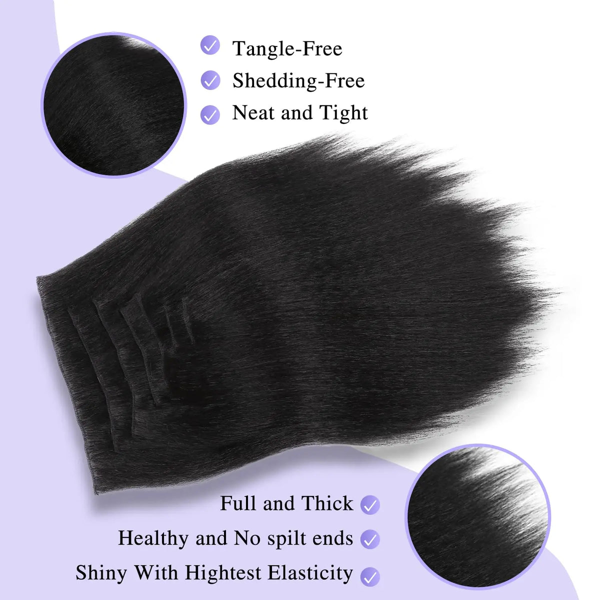 Kinky Straight Clip-In Hair Extensions for Natural Looking Volume