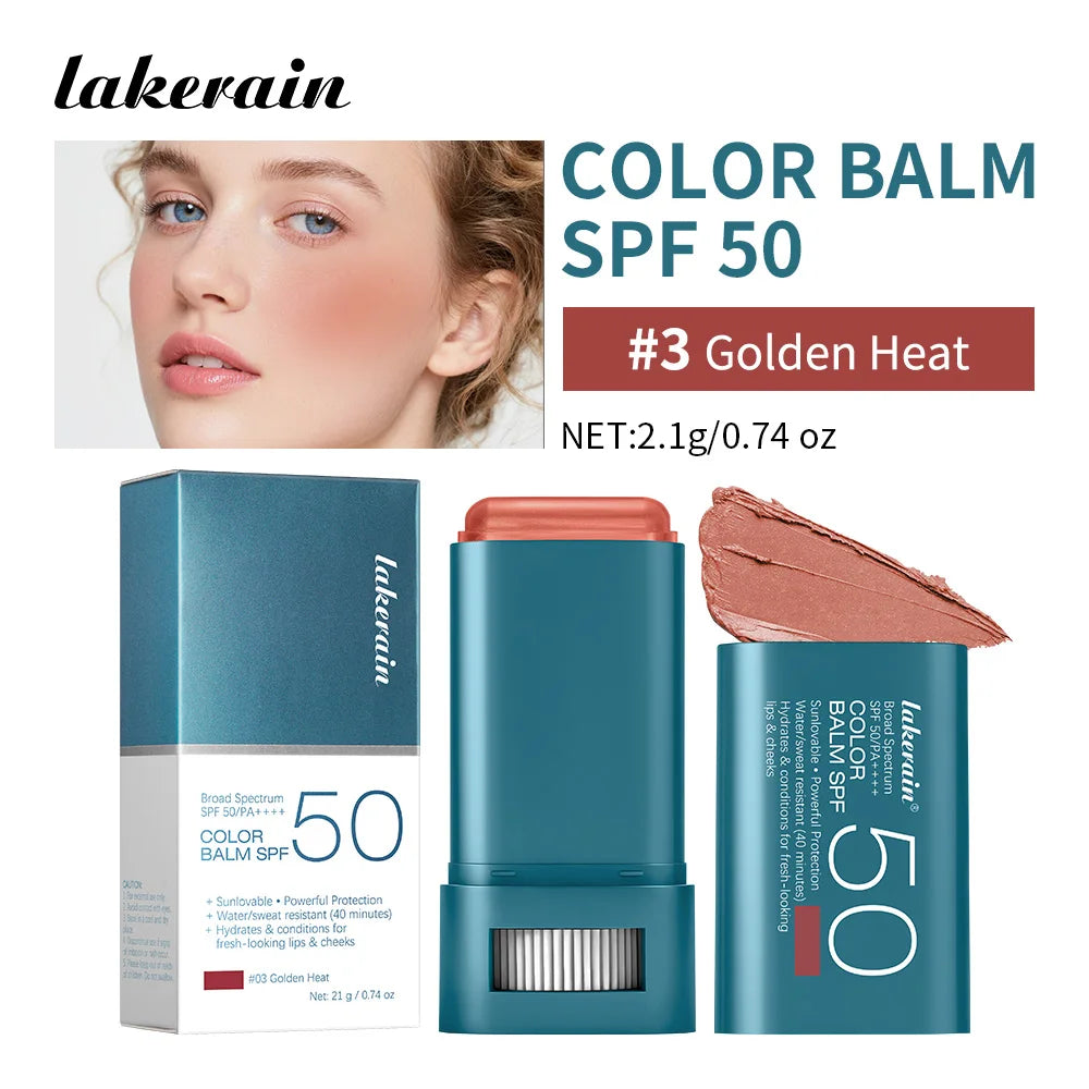 Tinted Sunscreen Blush Stick with SPF 50 for Face Lips and Cheeks - 26