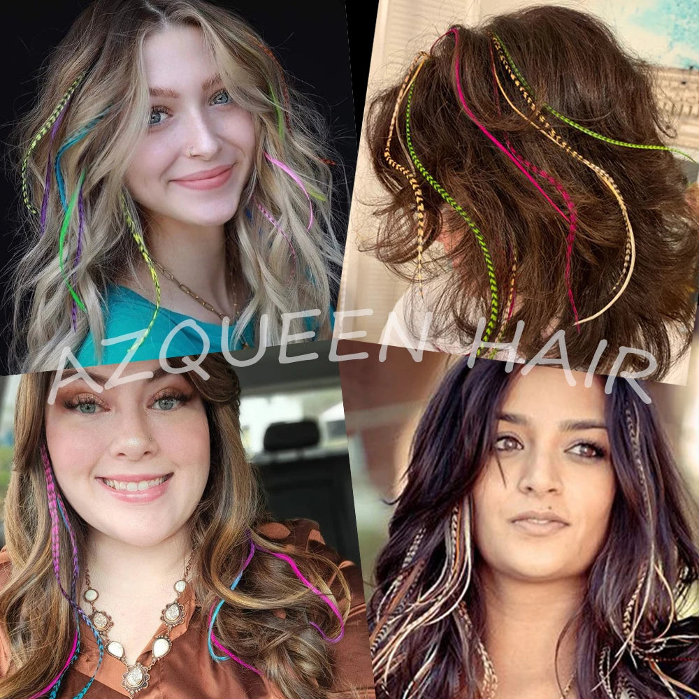 16-Inch Rainbow Feather Hair Extensions for Easy Highlights - 4