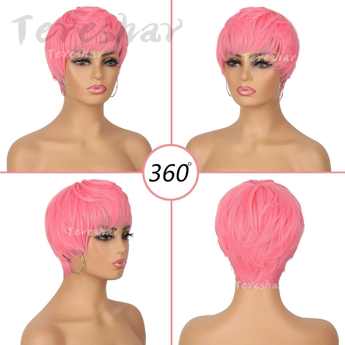 Short Pixie Cut Layered Wig with Bangs for Women Daily Styling
