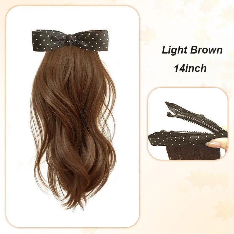 Wavy Ponytail Hair Extension with Bow Clip - 9