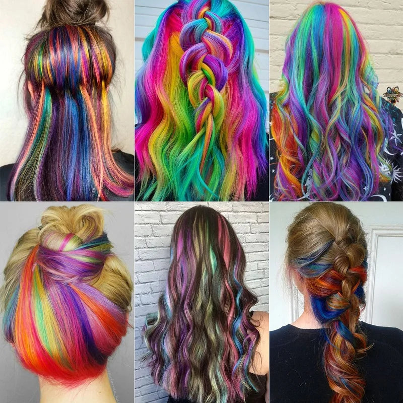 12-Piece Colorful Clip-In Hair Extensions for Parties - 6