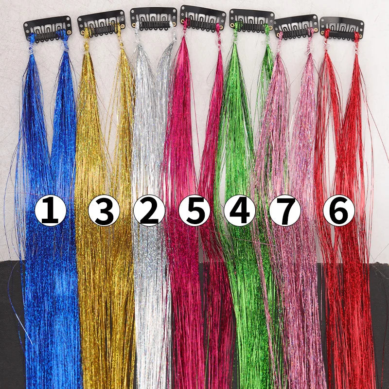 Clip-In Glitter Hair Extensions for Instant Highlights and Style