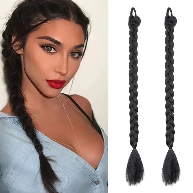 24-Inch Braided Ponytail Extensions for Instant Volume