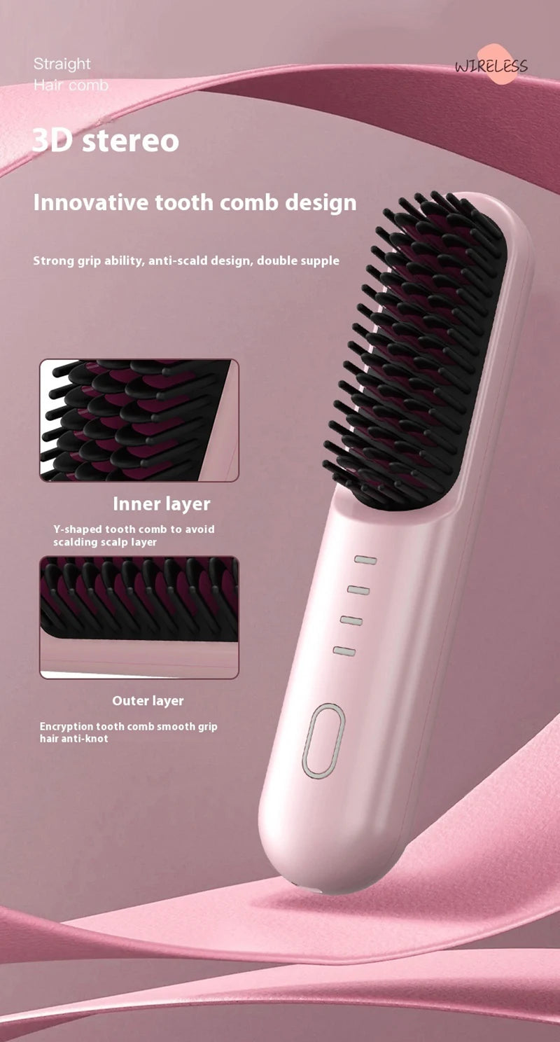 Fast Heating Cordless Hair Straightening Brush for Smooth Frizz-Free Hair - 20