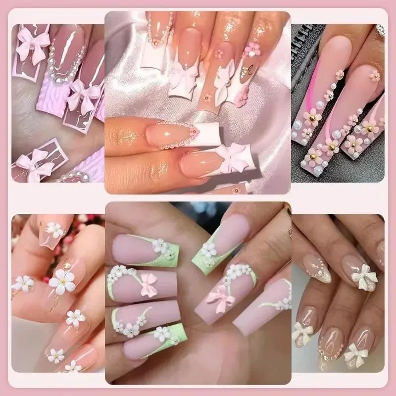 3D Mixed Bowknot and Flower Nail Art Decoration Charms Set