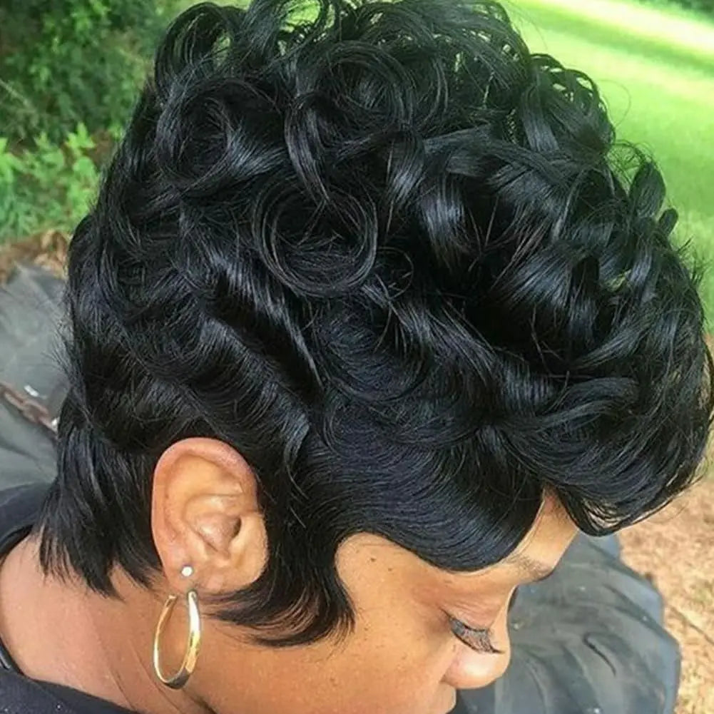 Short Curly Pixie Cut Wig for Daily Wear - 1