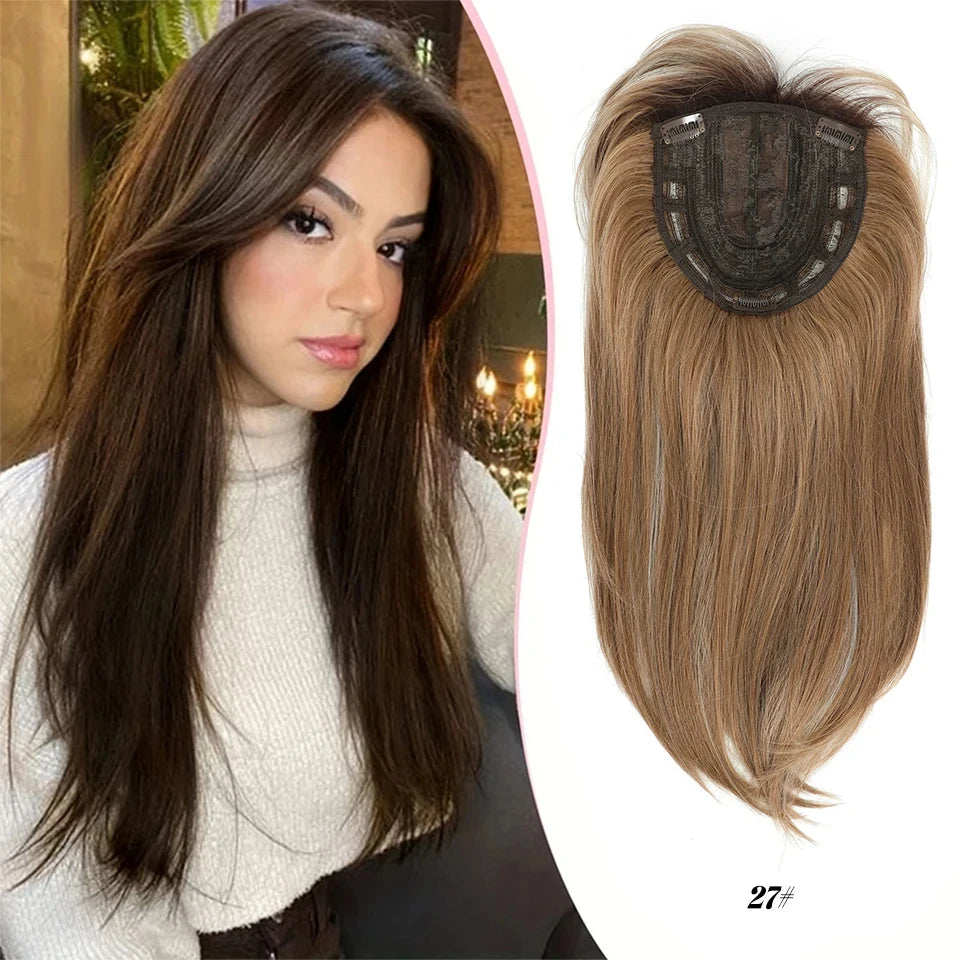 Clip-In Hair Topper with Bangs for Natural Volume and Root Coverage