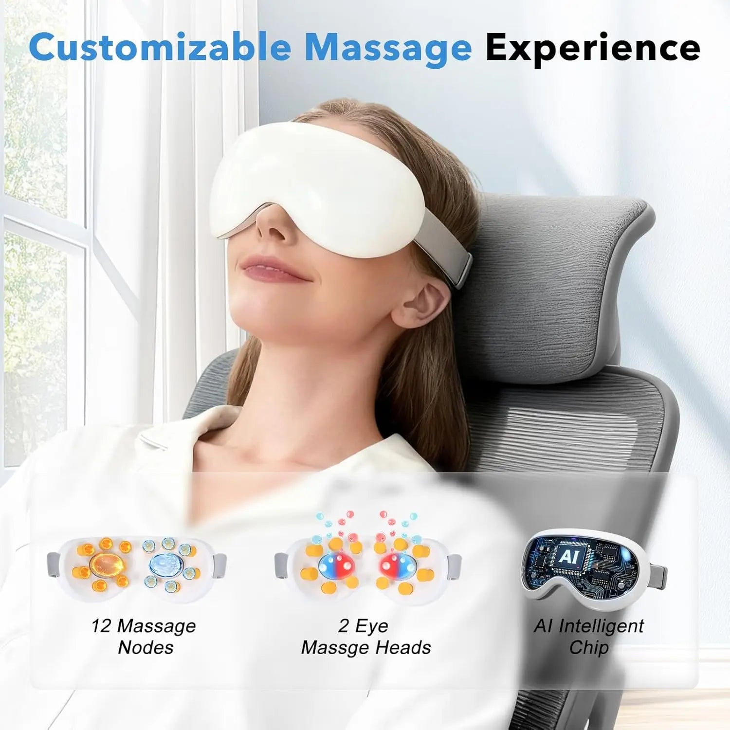 Smart Eye Massager with Cooling and Vibration for Fatigue Relief - 2