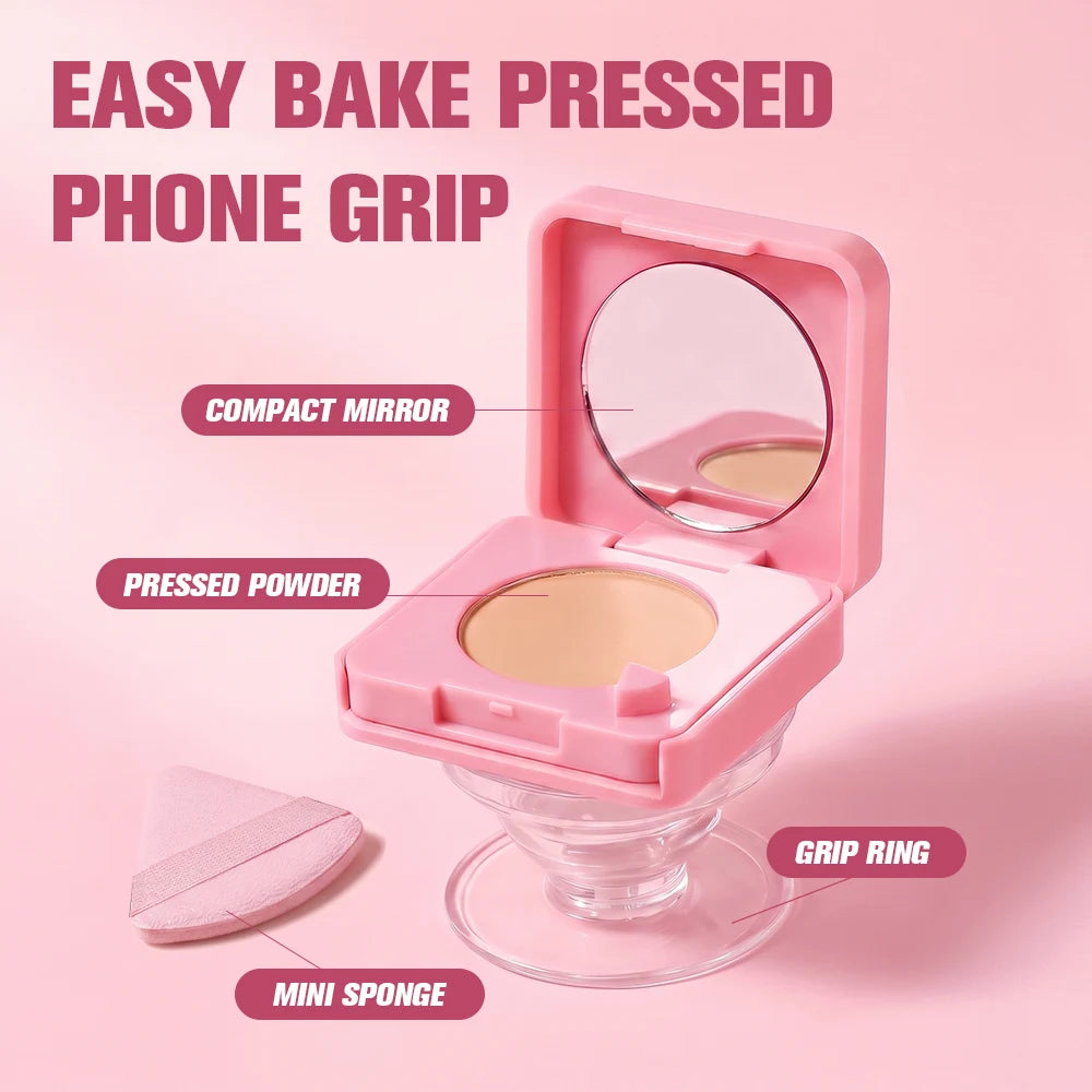 Pressed Matte Setting Powder with Integrated Phone Grip and Mirror