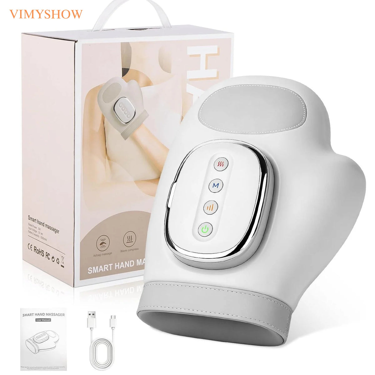 Rechargeable Heated Hand Massager with Air Compression for Pain Relief