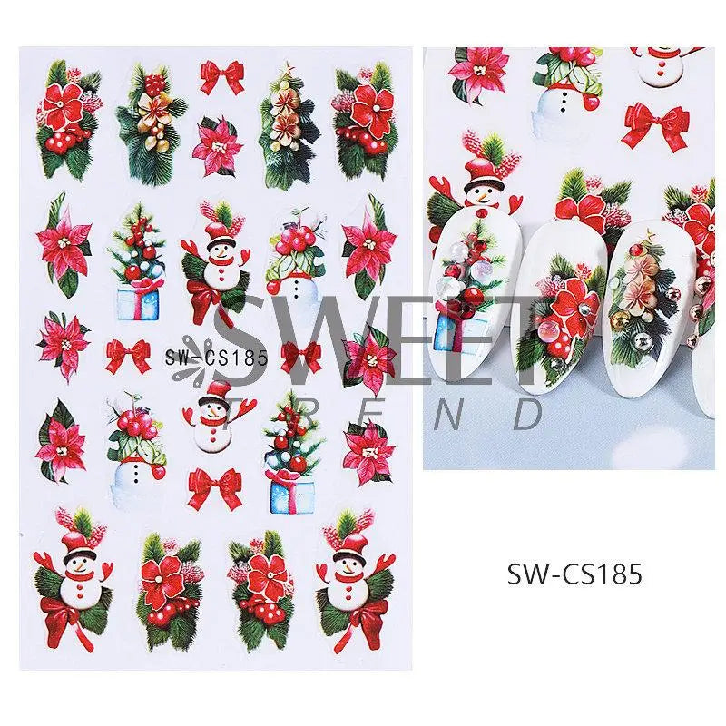 Festive 3D Christmas Nail Art Stickers for Holiday Manicure Decorations - 55