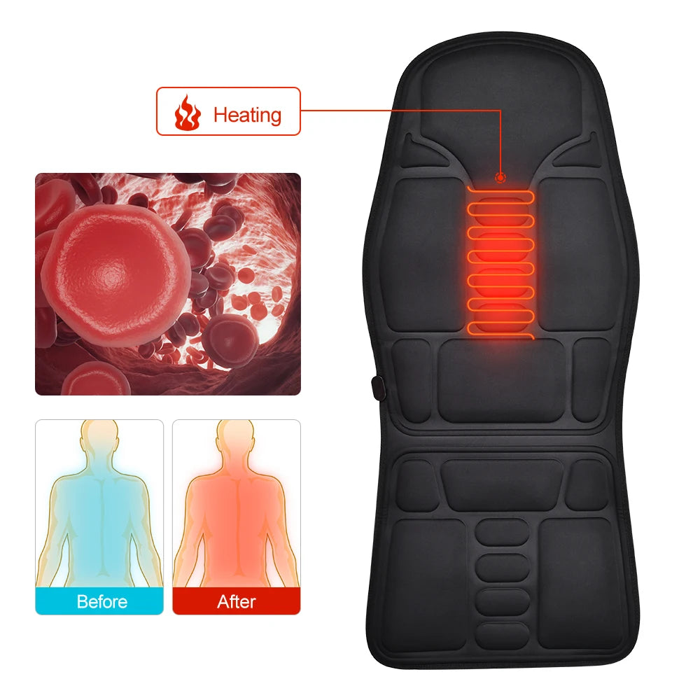 Full-Body Electric Heated Massage Chair Pad for Back and Neck Pain Relief - 16