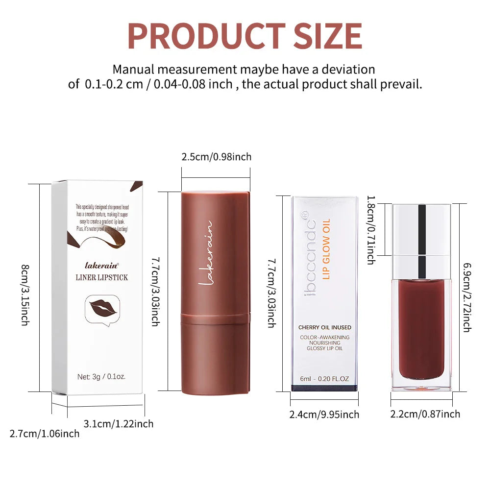 Hydrating Lip Liner and Gloss Combo Set for Defined Shiny Lips - 7