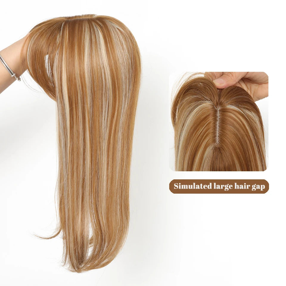 Clip-In Hair Topper with Bangs for Natural Volume and Root Coverage
