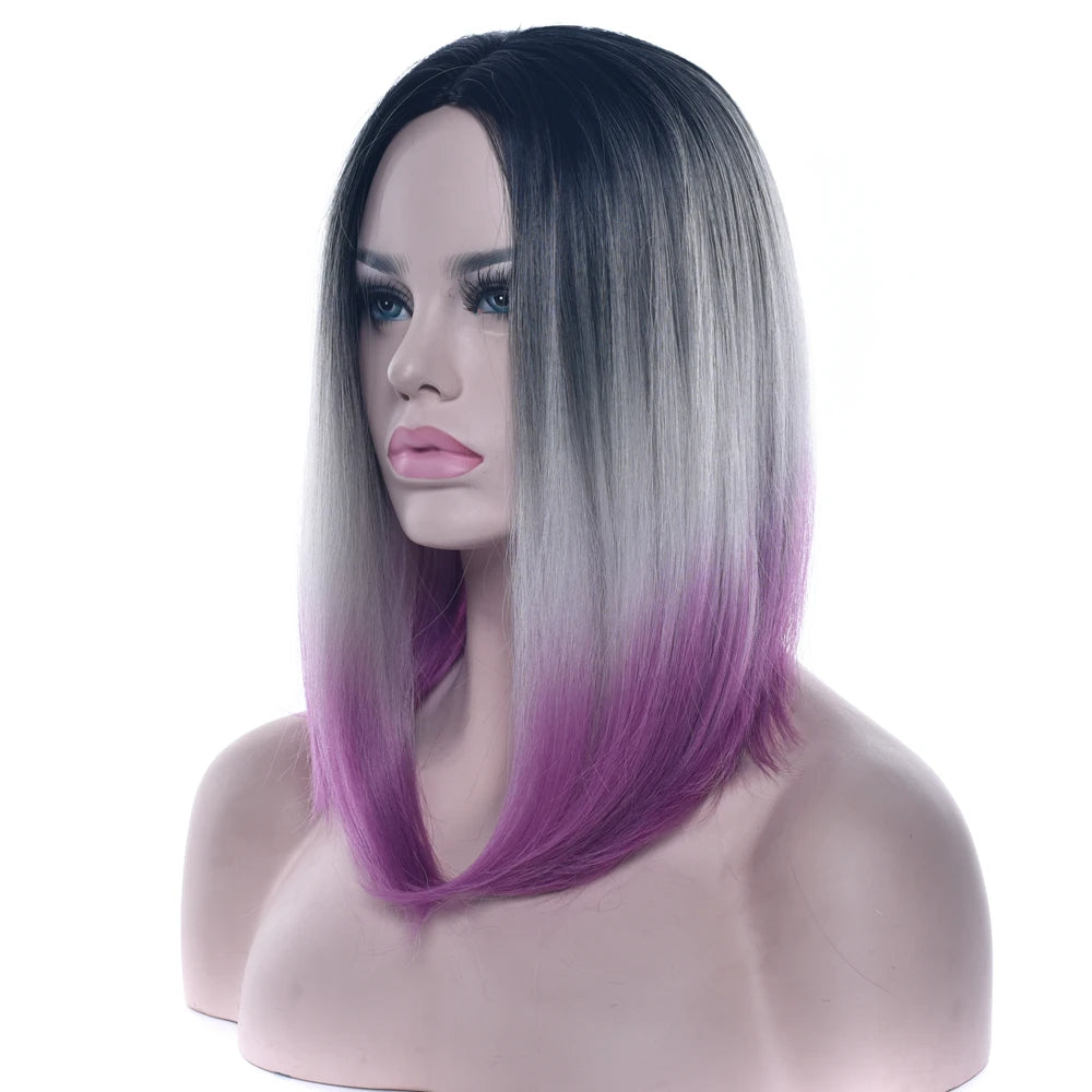 Short Ombre Bob Wig for Daily Wear and Cosplay - 3