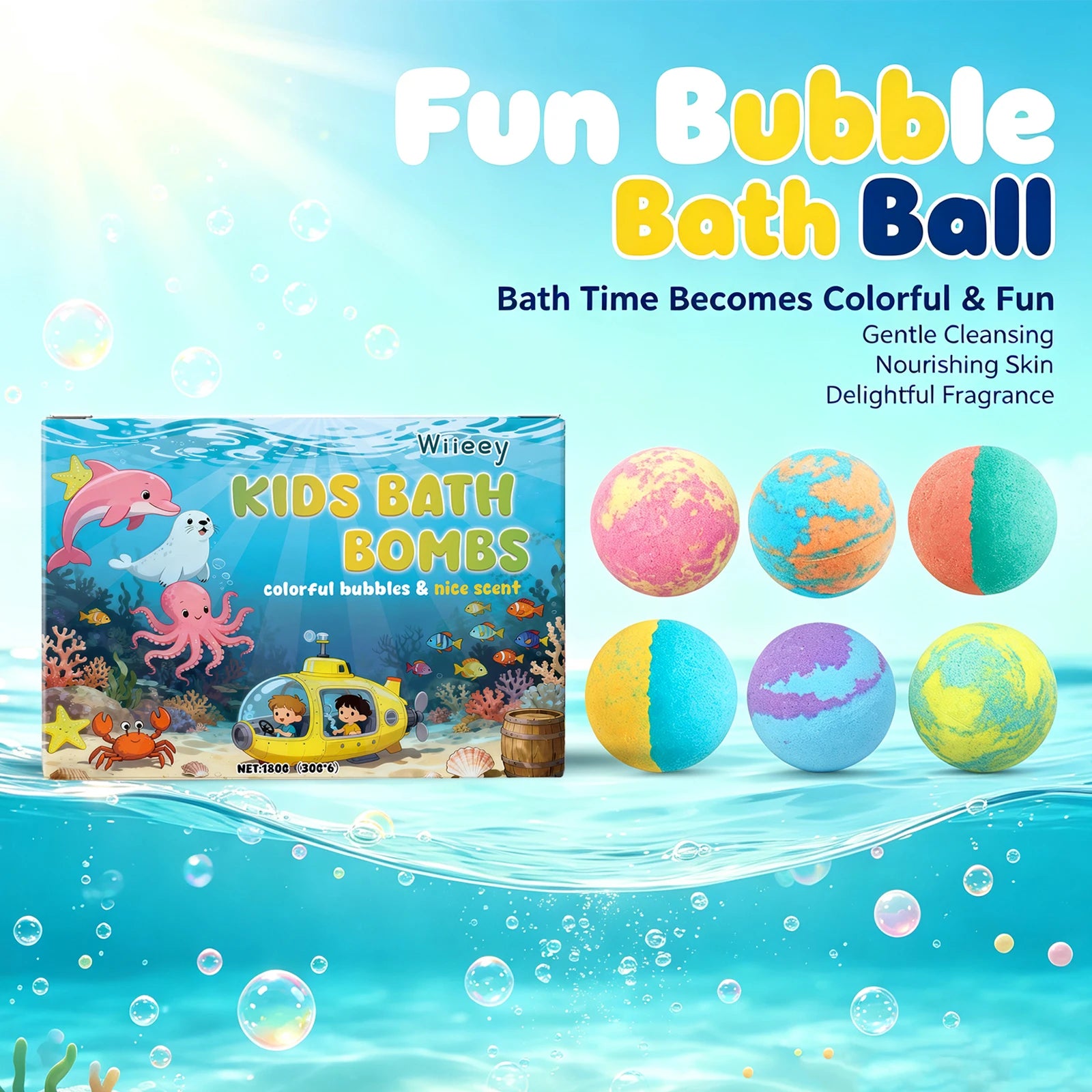 Moisturizing Fizzy Bath Bombs for Kids Gentle Skin Cleansing Gift Set - 2