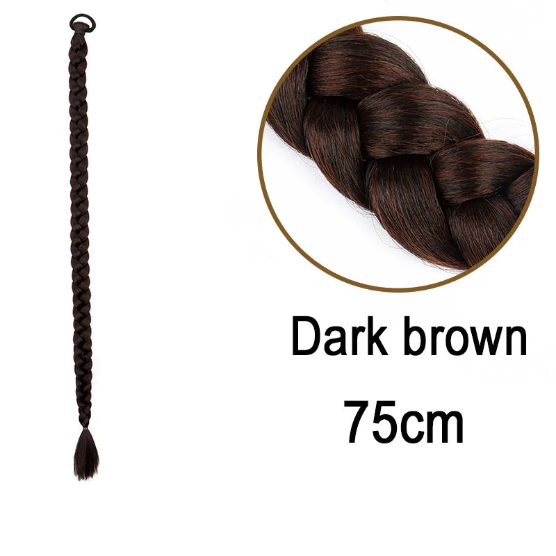 Long Braided Ponytail Extension for Women Synthetic Hairpiece