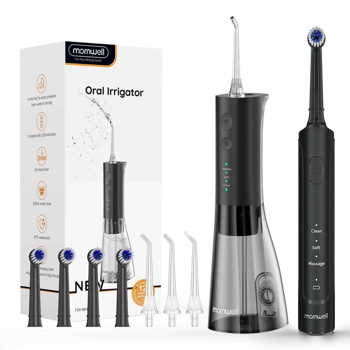 Electric Rechargeable Toothbrush and Water Flosser Set for Oral Care