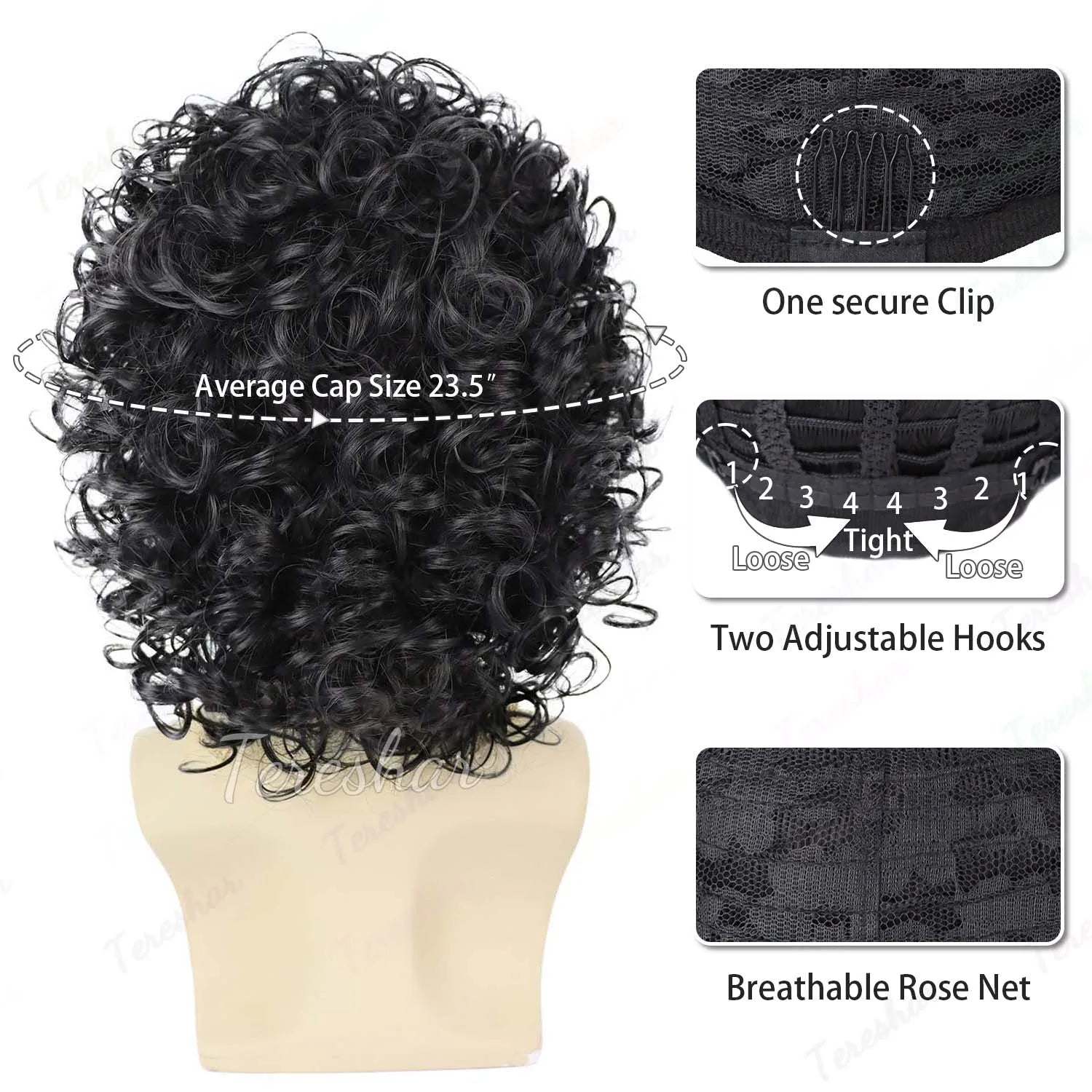 Mens Retro Curly Rocker Wig with Sequin Glove for Parties and Cosplay - 11