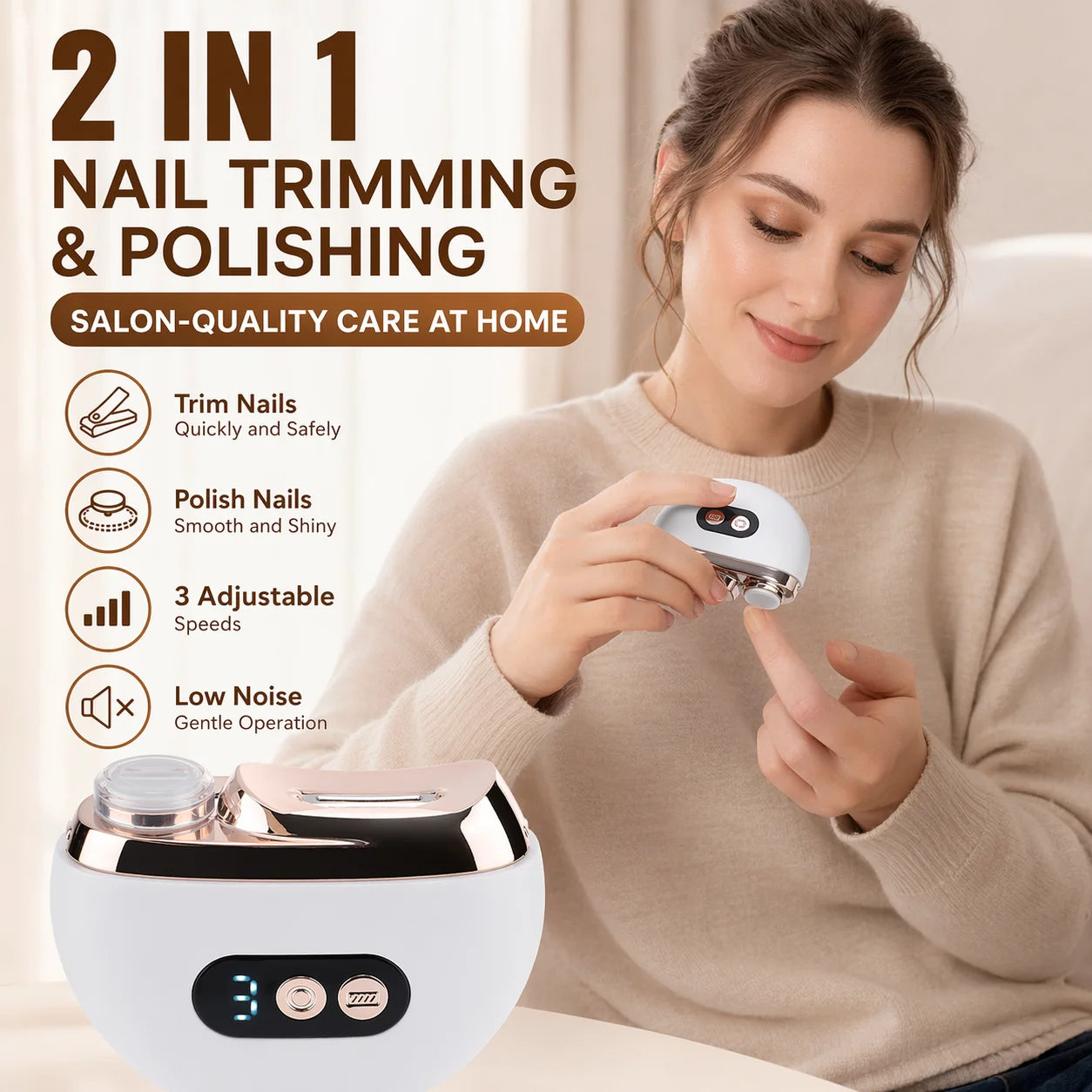 Electric Nail Trimmer and Grinder for Safe Family Nail Care - 1