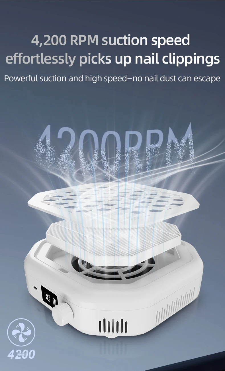 Rechargeable Cordless Nail Dust Collector for Clean Manicure Workstations - 13