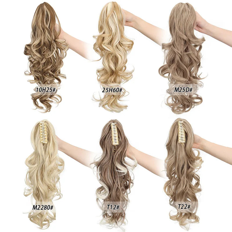 16-Inch Curly Wavy Claw Clip Ponytail Hair Extension