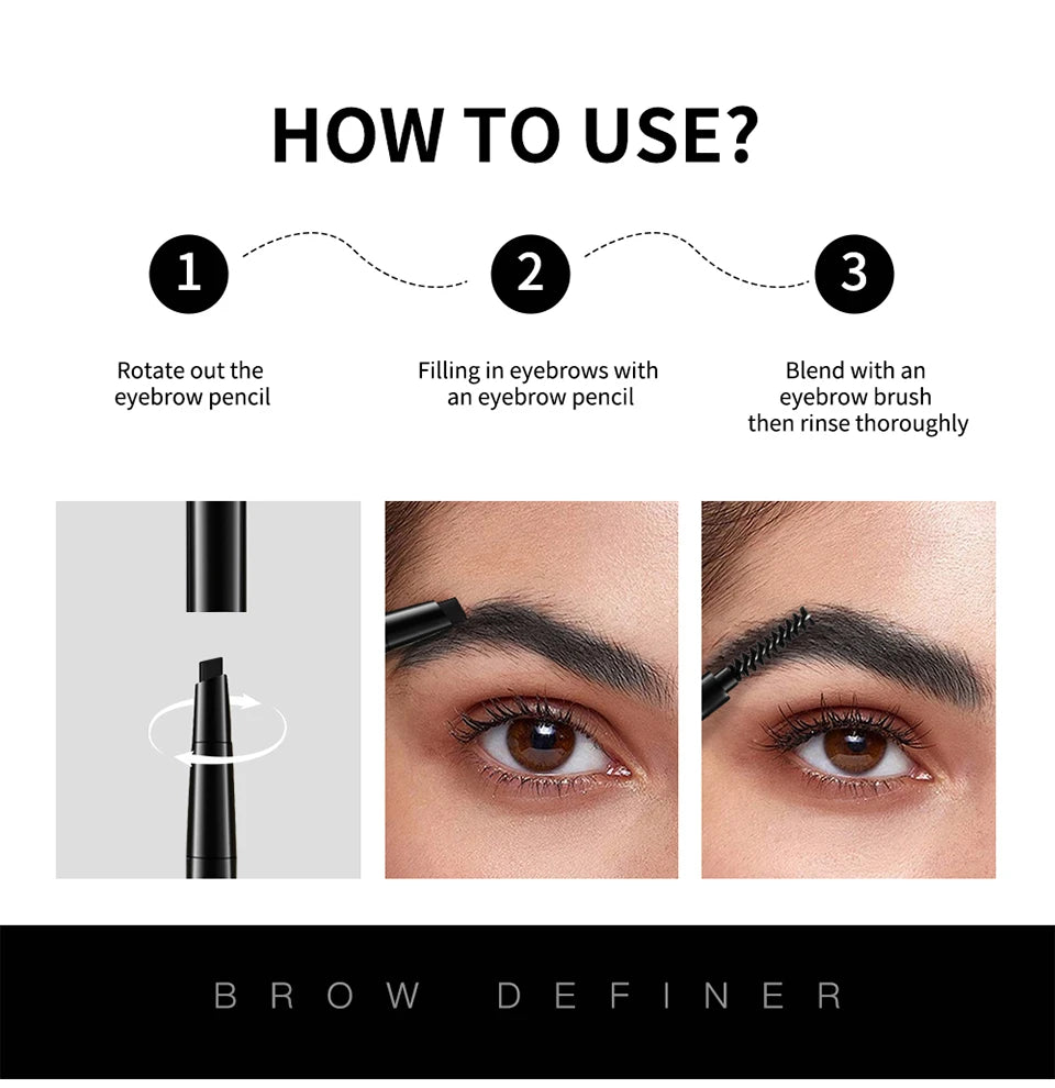 Waterproof Triangular Tip Eyebrow Pencil with Built-in Grooming Brush - 15