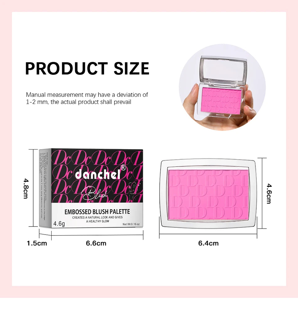 Matte Embossed Blush Palette with Brush for Natural Long Lasting Glow