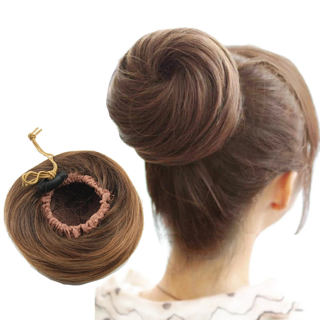 Adjustable Curly Hair Bun Scrunchie Extension for Quick Updo Hairstyles