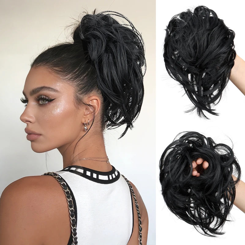 Messy Curly Hair Bun Extension Scrunchie for Quick Elegant Hairstyles - 18