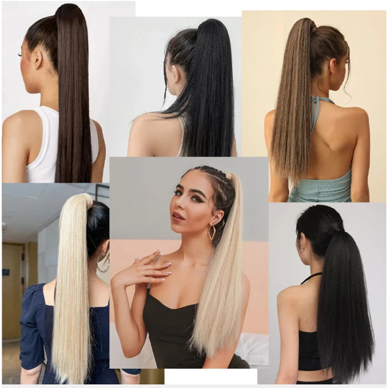 22-Inch Long Straight Synthetic Hair Ponytail Extension - 12