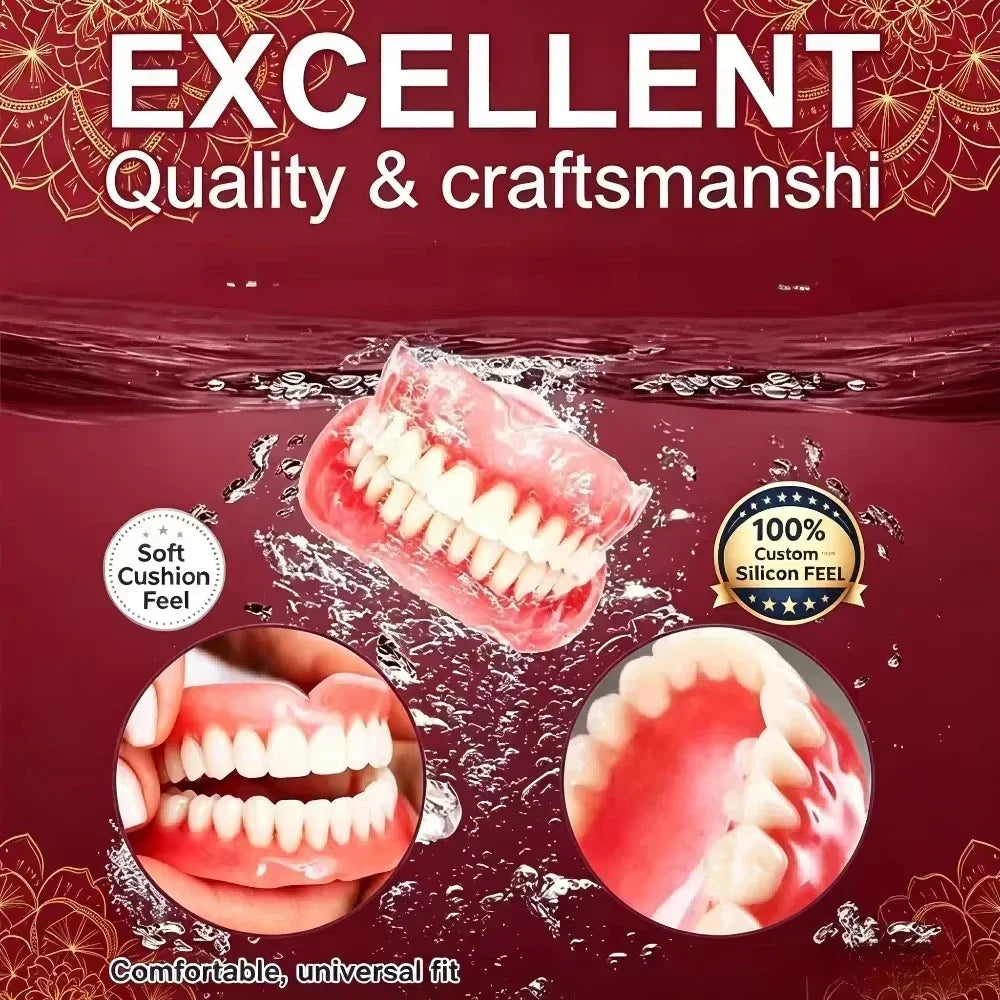 Comfortable Silicone Denture Set with Storage and Cleaning Kit - 7