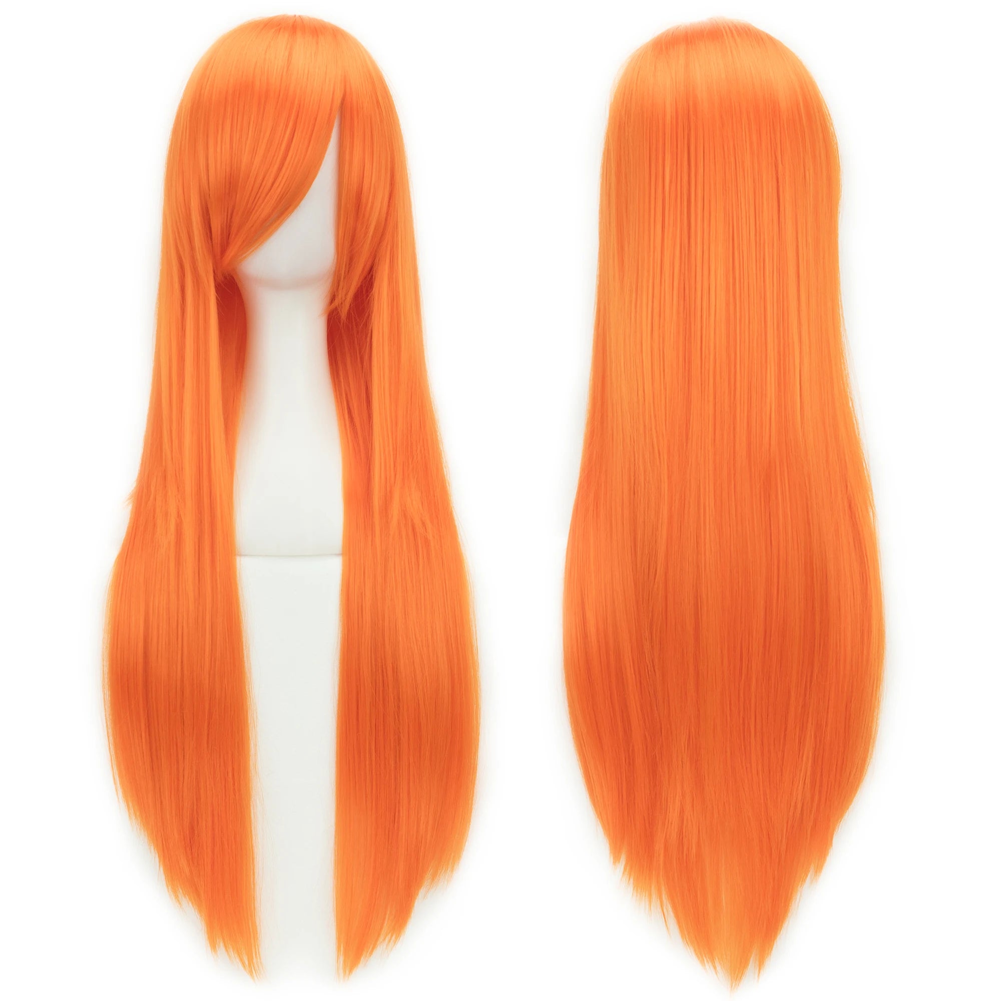 Long Straight Orange Cosplay Wig for Halloween and Costume Parties - 2