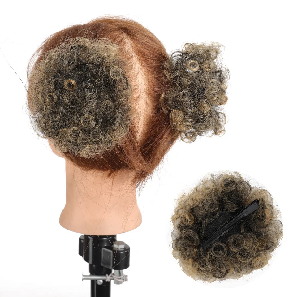 Synthetic Afro Puff Hair Bun Updo for Kids and Women - 12