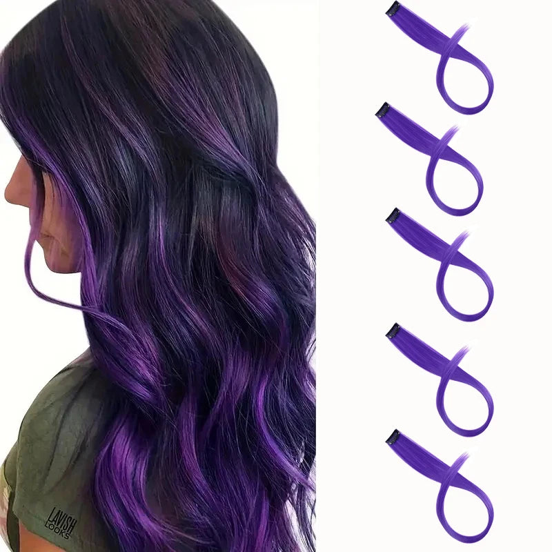 22-Inch Clip-In Ombre Rainbow Hair Extensions - 7