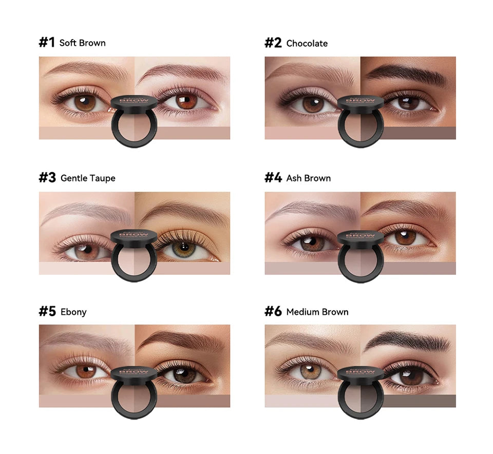 Dual-Tone Eyebrow Powder Palette with Professional Grooming Brush - 10
