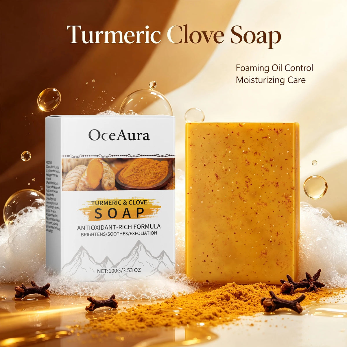 Turmeric and Clove Brightening Soap Bar for Face and Body Exfoliation