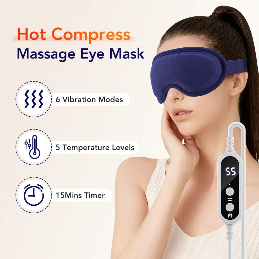 Heated Eye Massage Mask with Vibration for Stress Relief and Sleep - 7