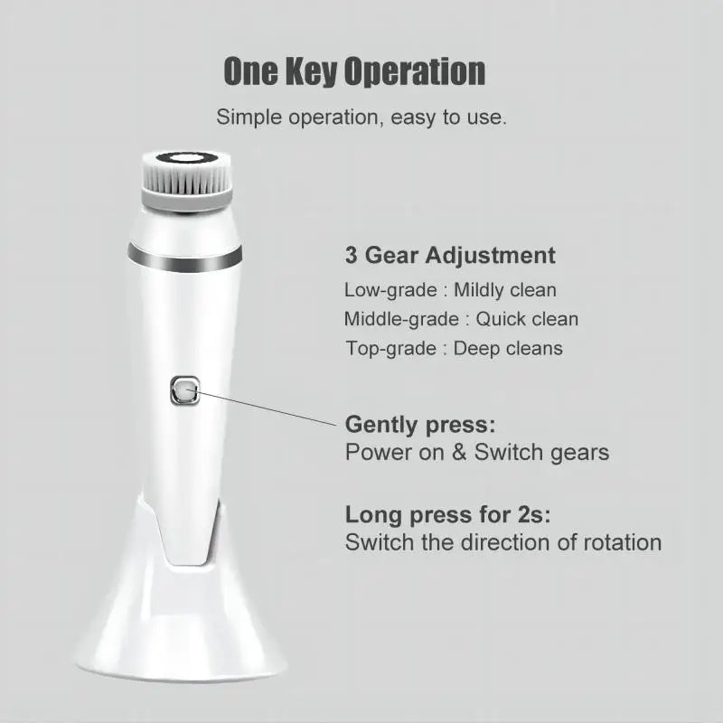 4-in-1 Electric Rotating Facial Cleansing Brush for Deep Pore Exfoliation