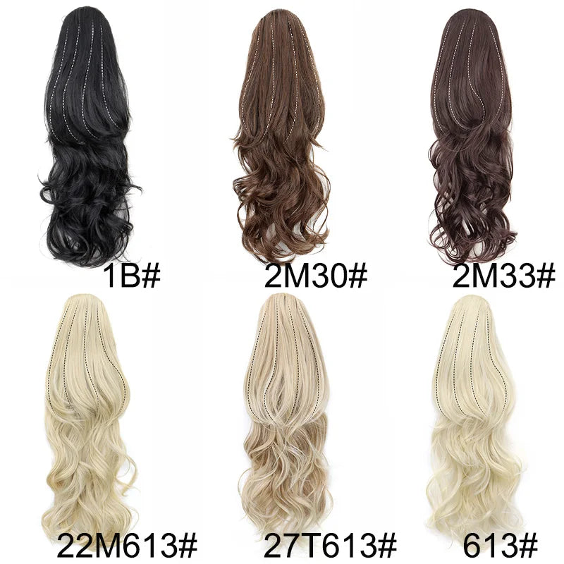 22-Inch Wavy Curly Drawstring Ponytail Extension