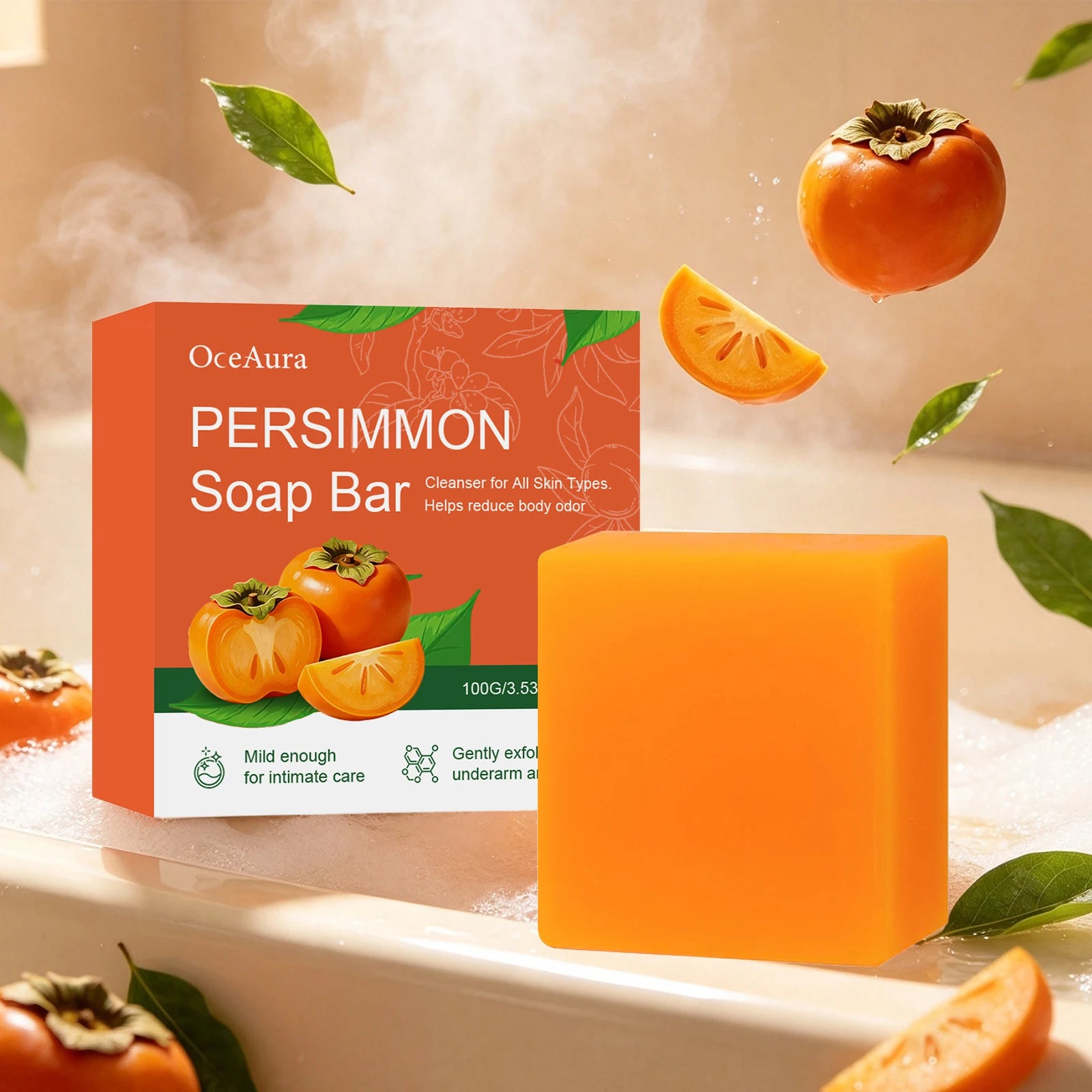 Persimmon Soap Bar for Natural Odor Control and Gentle Skin Exfoliation - 2