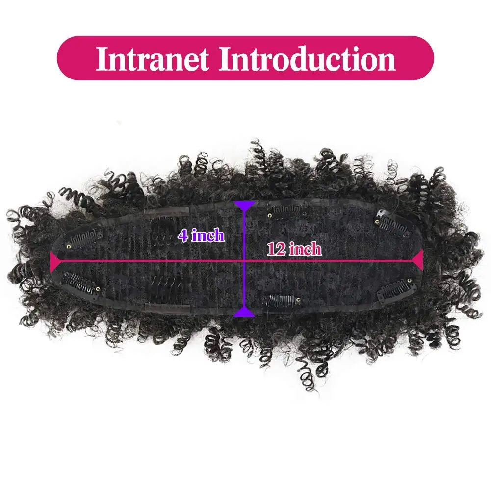 Curly Afro Mohawk Ponytail with Bangs Clip-In
