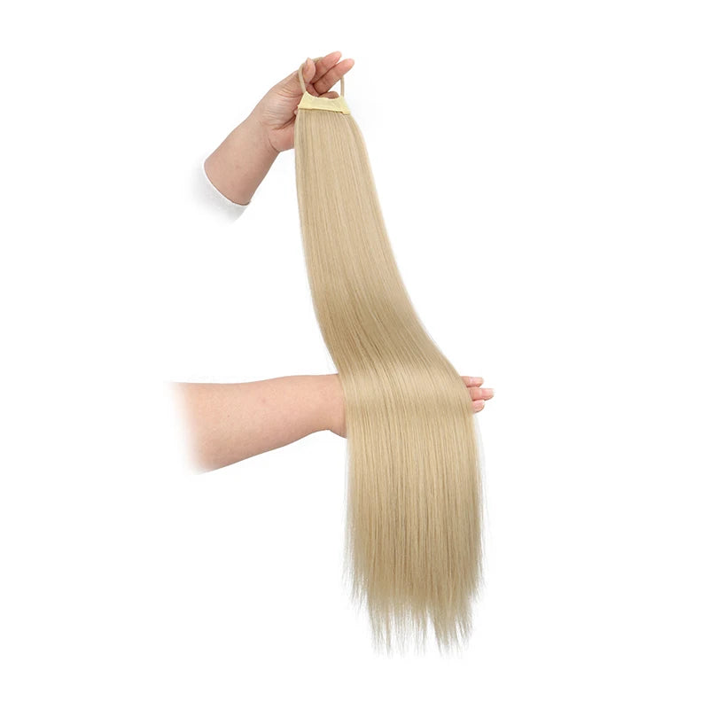 28-Inch Long Straight Wrap Around Ponytail Extension